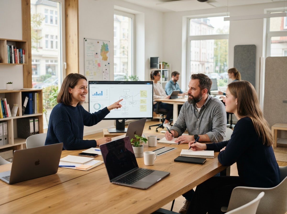 Mülenzär Team bei der Arbeit an der Datenanalyse-Plattform